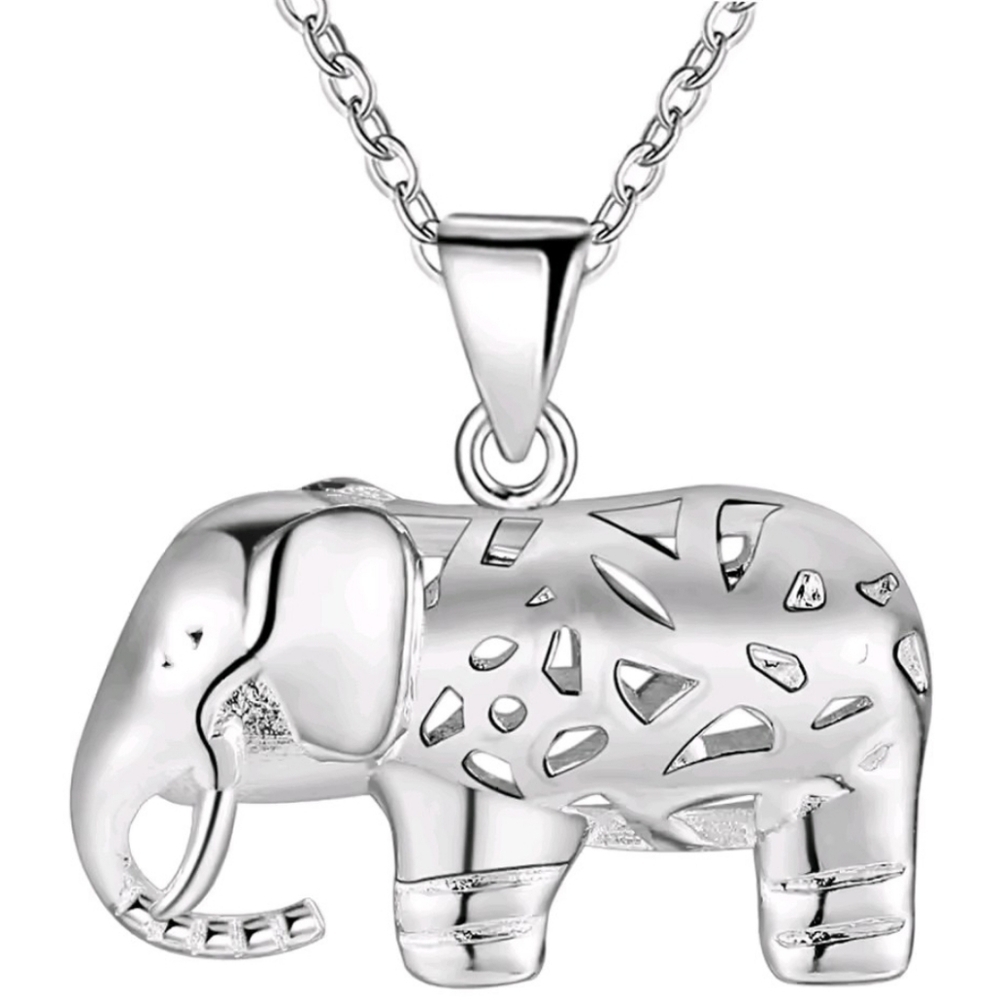 Elegant 925 Silver Elephant Pendant Necklace